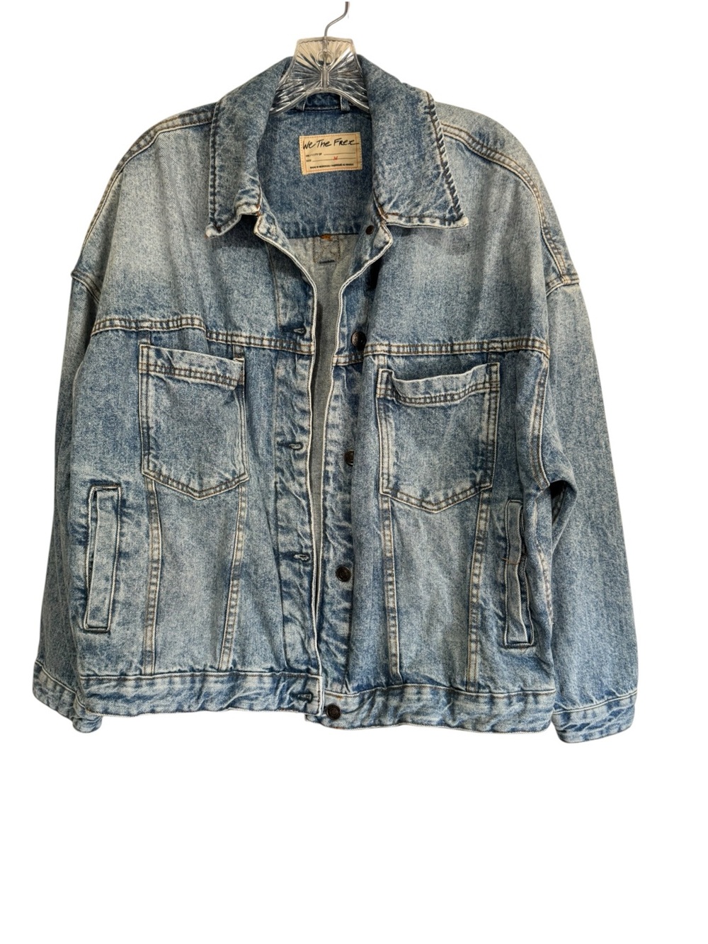 Free People We The Free Opal Swing Denim Trucker Jacket Boxy Sz Medium